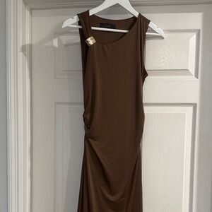 Macy's One Shoulder Brown Dress